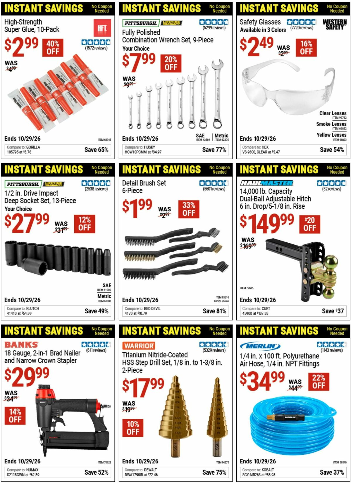 Harbor Freight Tools Instant Savings Weekly Ad from October 12