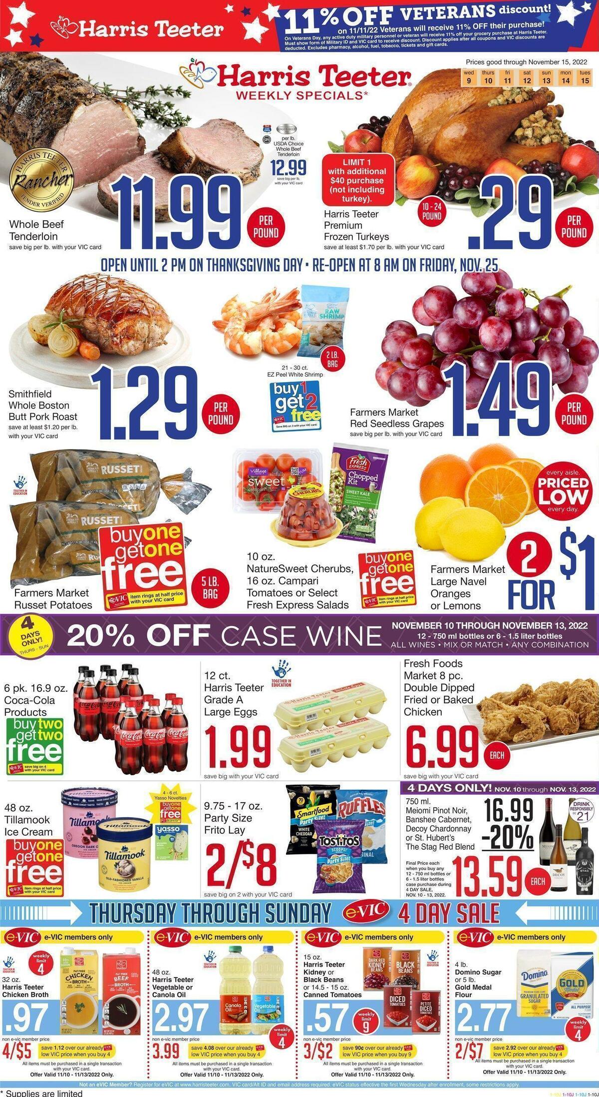 Harris Teeter Weekly Ad from November 9