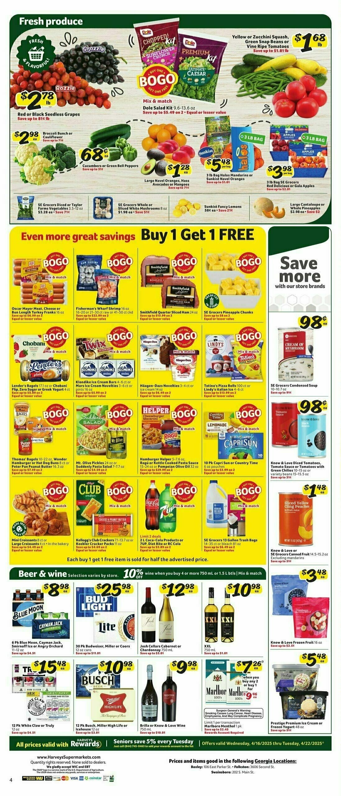 Harveys Supermarkets Weekly Ad from April 16