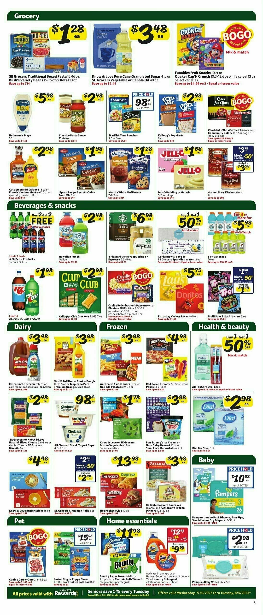 Harveys Supermarkets Weekly Ad from July 30