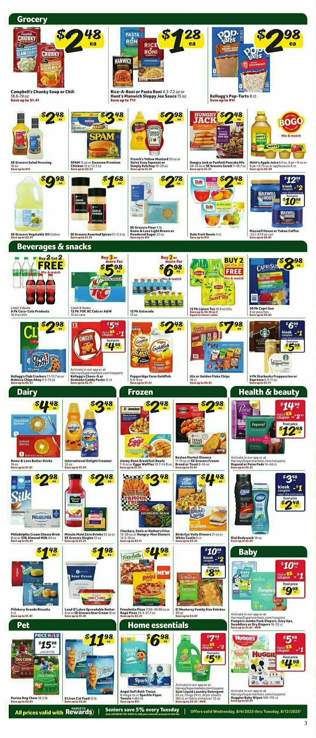 Harveys Supermarkets Weekly Ad from August 6