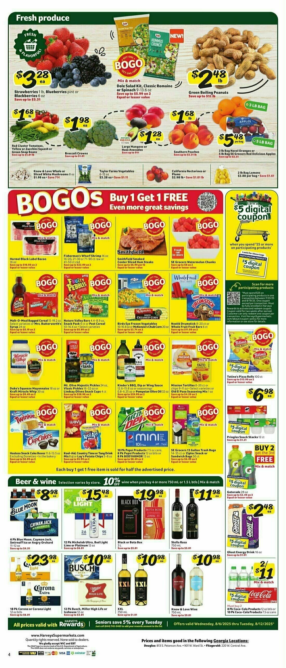 Harveys Supermarkets Weekly Ad from August 6