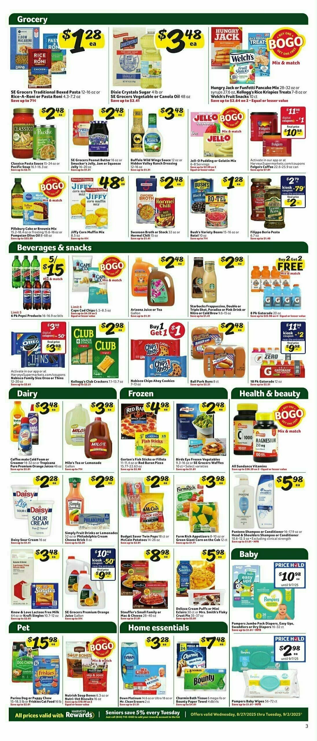 Harveys Supermarkets Weekly Ad from August 27