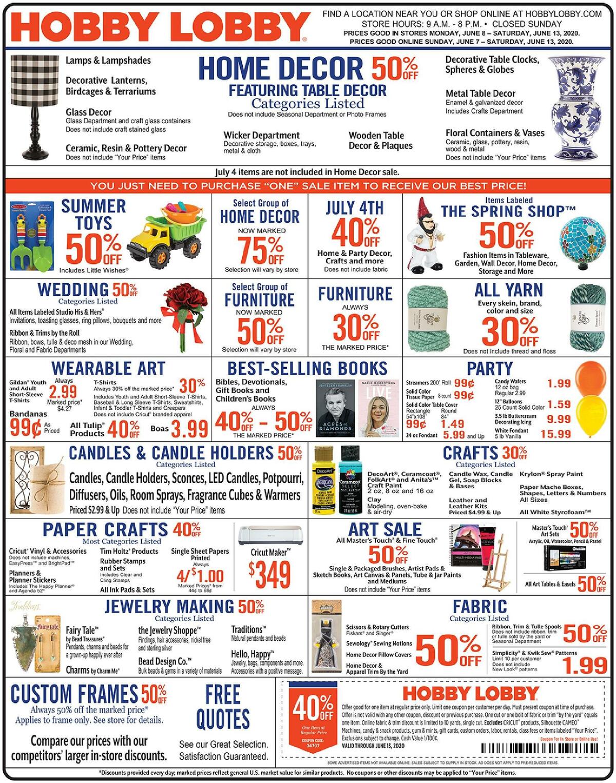 Hobby Lobby Weekly Ad from June 7