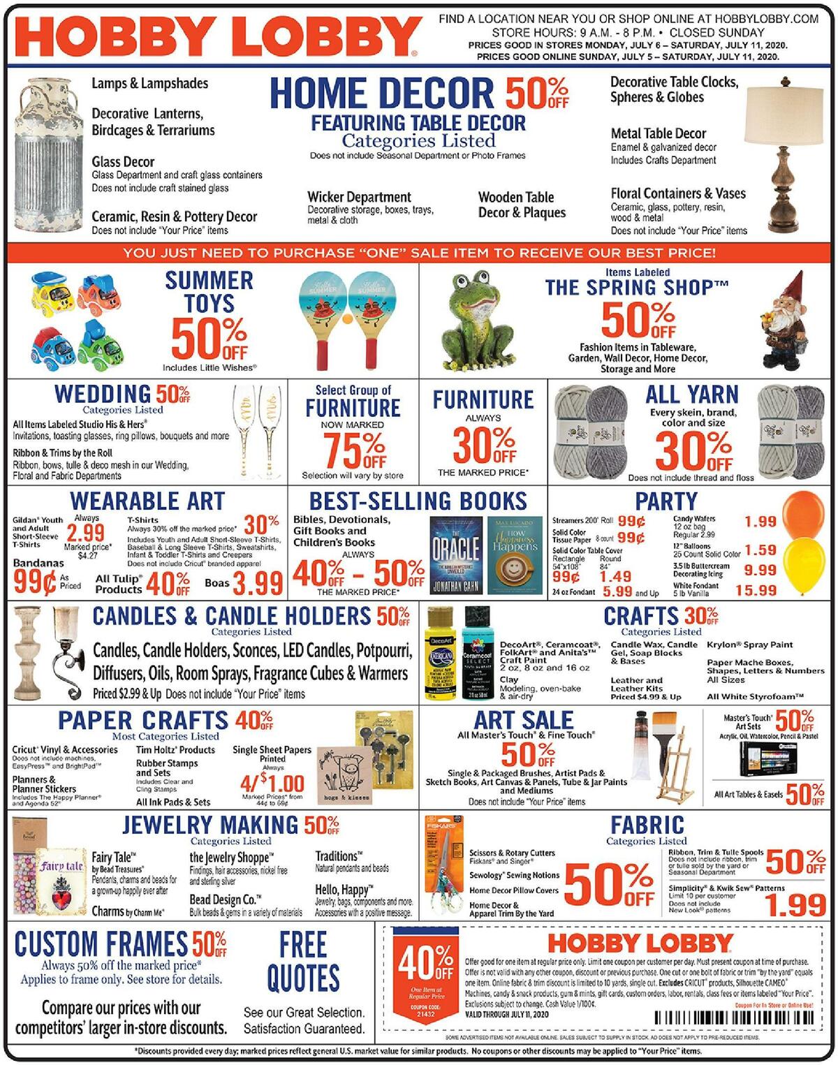 Hobby Lobby Weekly Ad from July 5