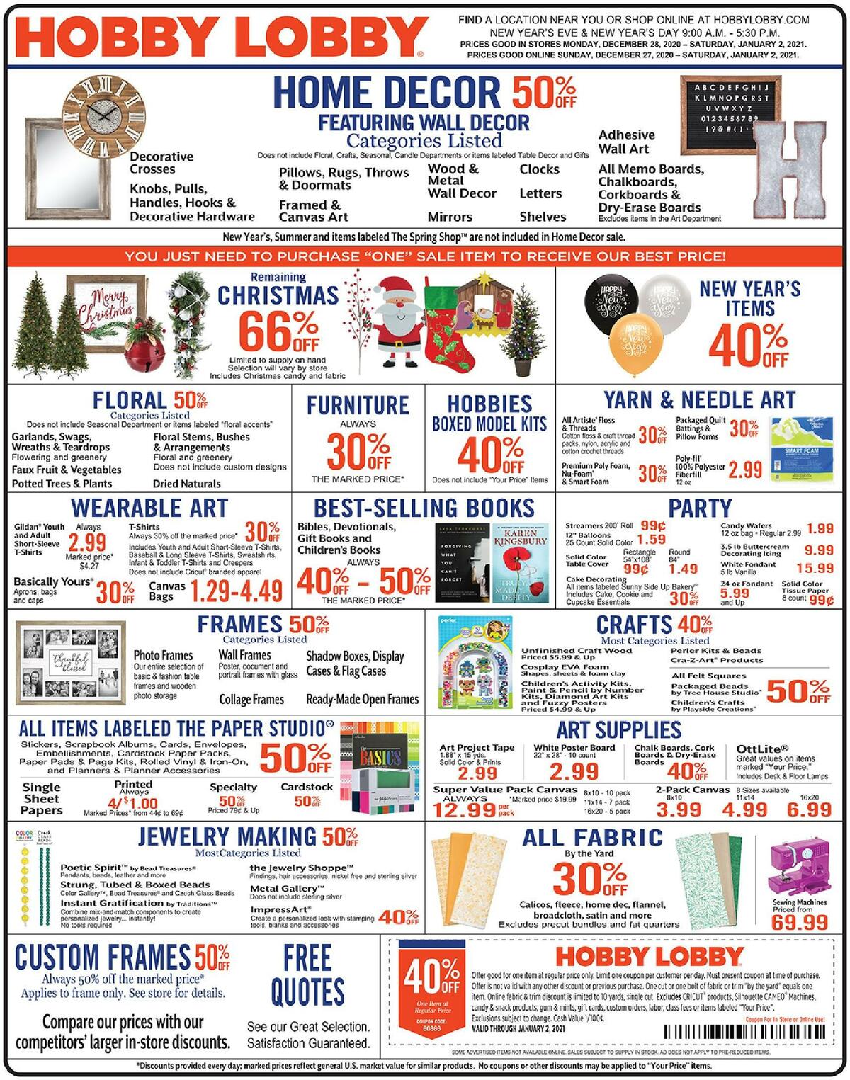 Hobby Lobby Weekly Ad from December 27