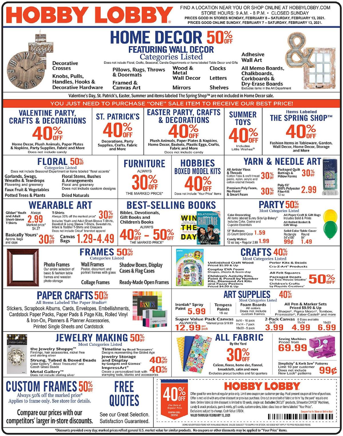 Hobby Lobby Weekly Ad from February 7