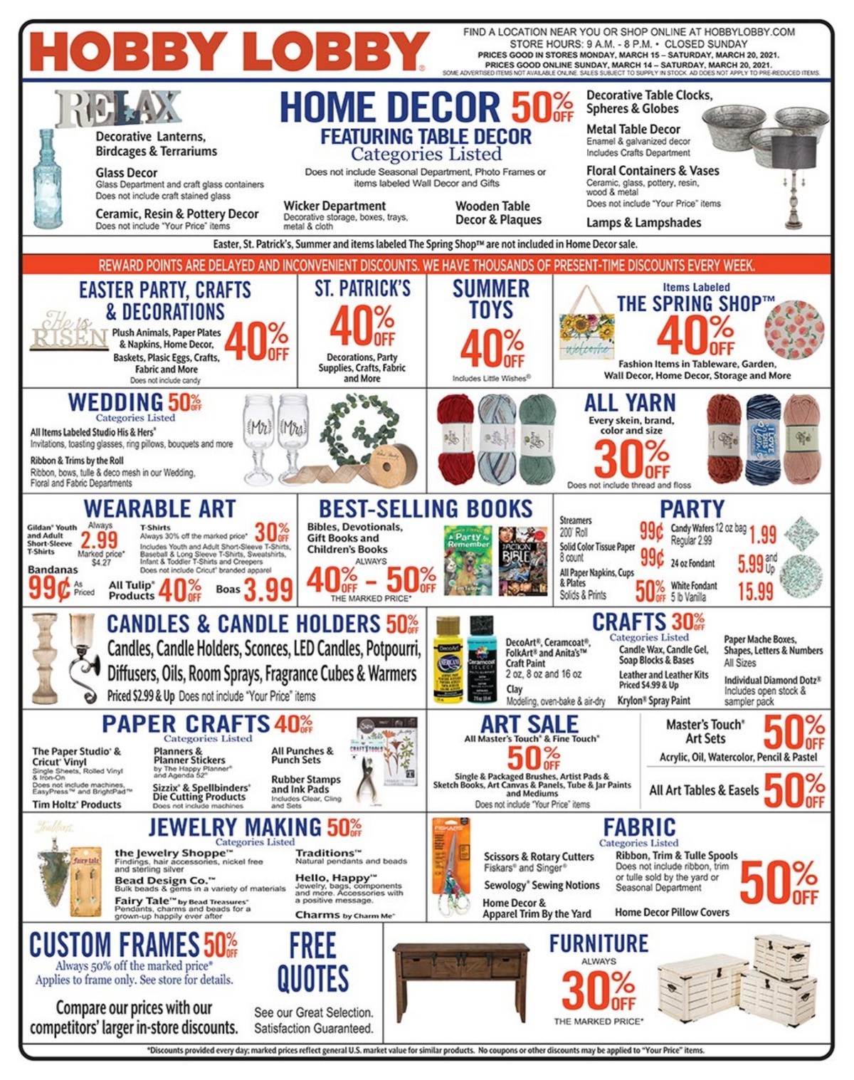 Hobby Lobby Weekly Ad from March 14