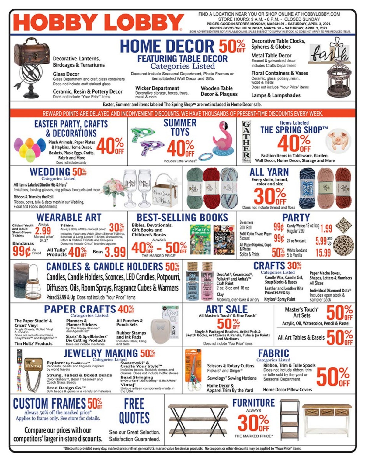 Hobby Lobby Weekly Ad from March 28
