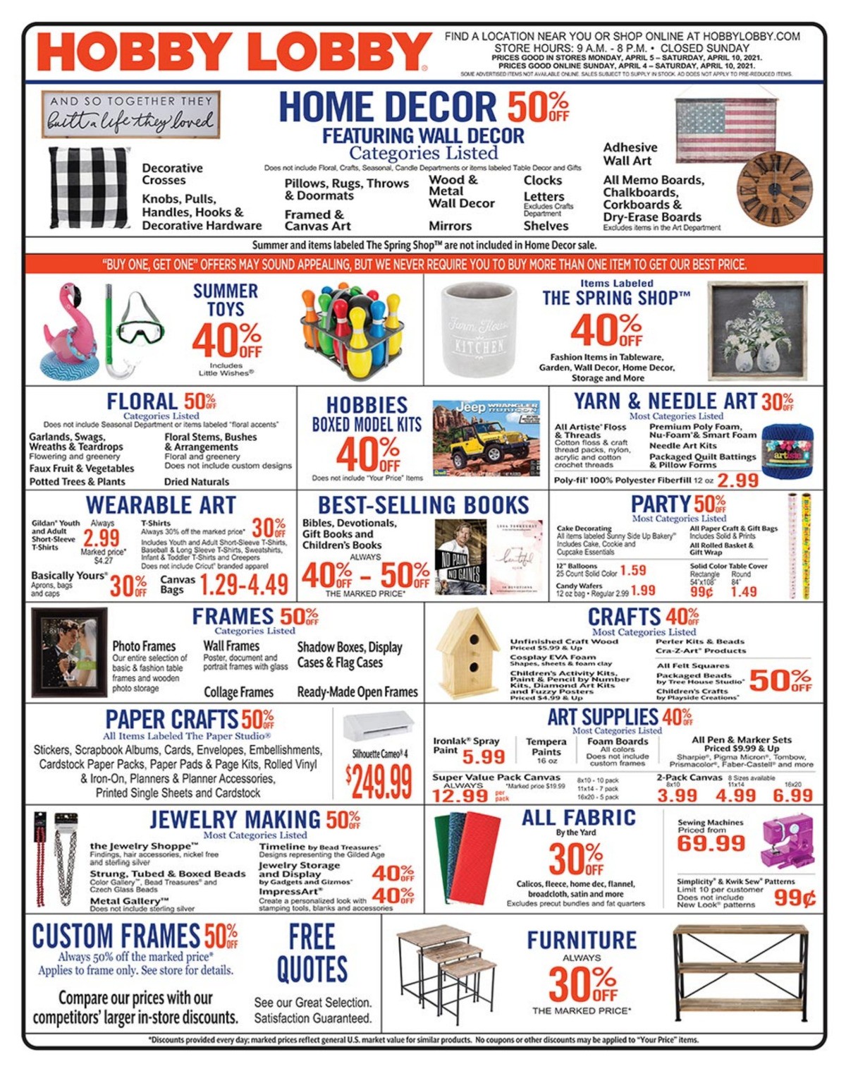 Hobby Lobby Weekly Ad from April 4