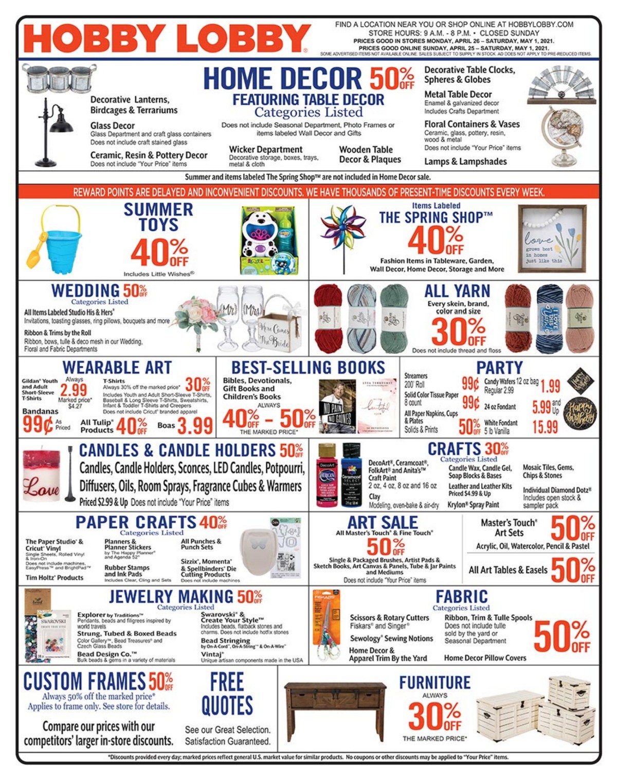 Hobby Lobby Weekly Ad from April 25
