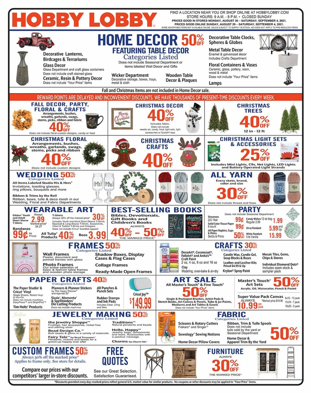 Hobby Lobby Weekly Ad from August 29