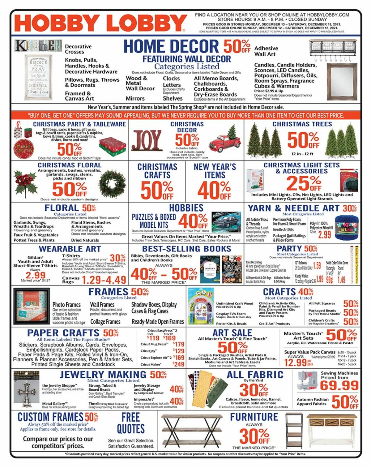 Hobby Lobby Weekly Ad from December 12