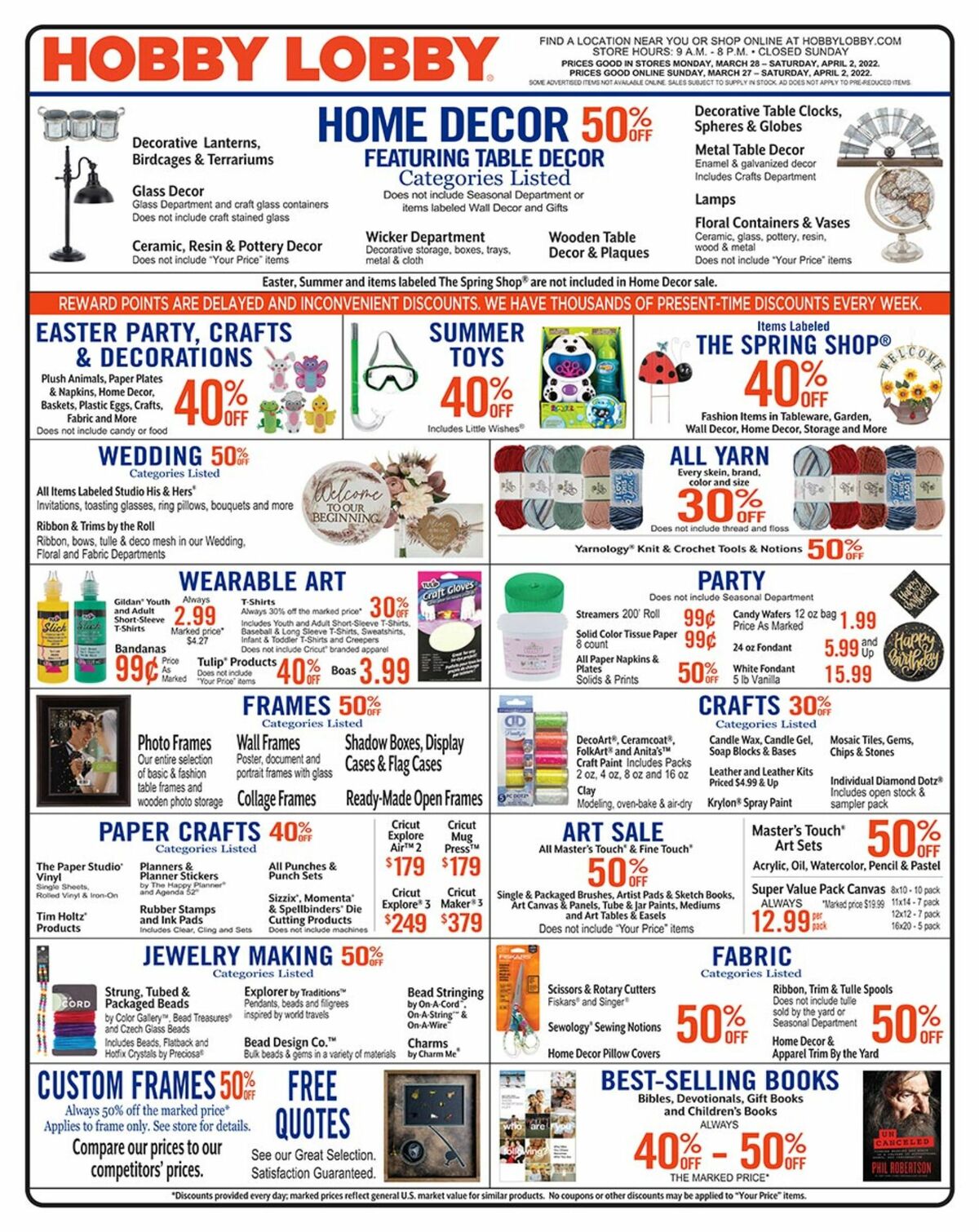 Hobby Lobby Weekly Ad from March 27