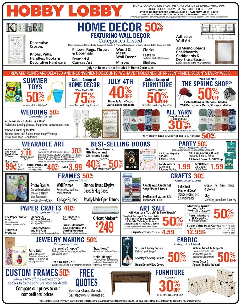 Hobby Lobby Weekly Ad from June 5