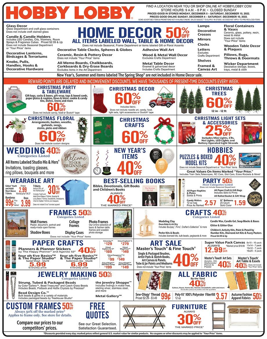 Hobby Lobby Weekly Ad from December 4