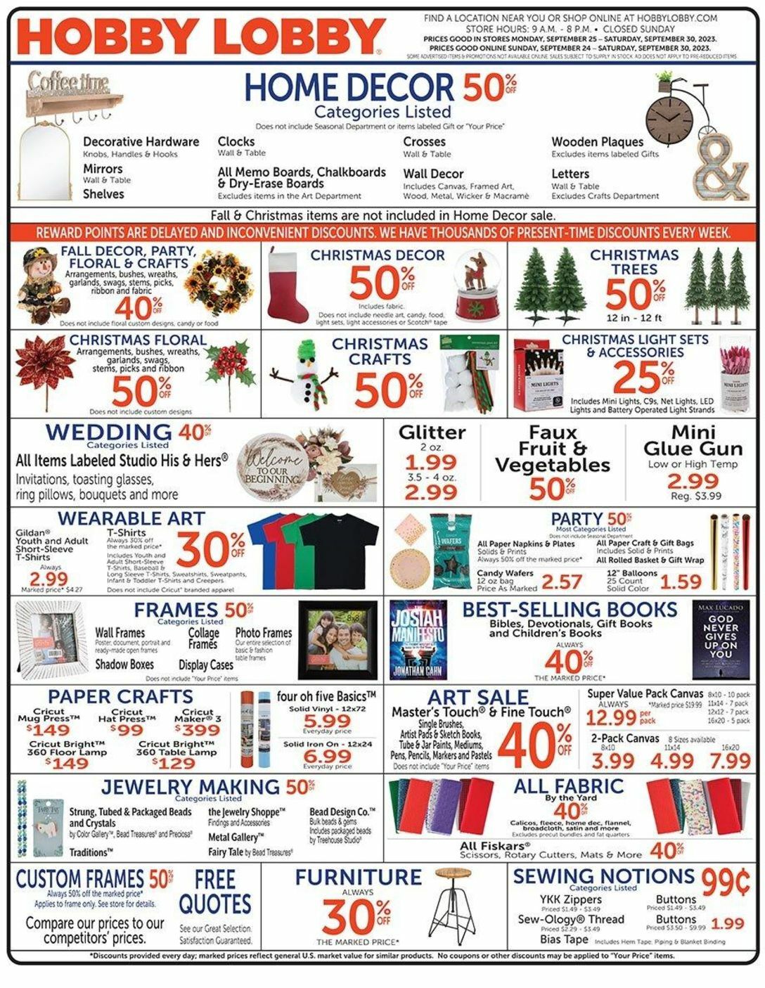 Hobby Lobby Weekly Ad from September 24