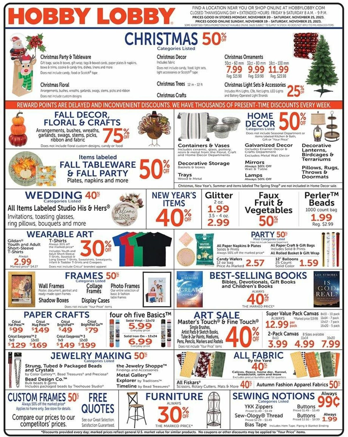 Hobby Lobby Weekly Ad from November 19