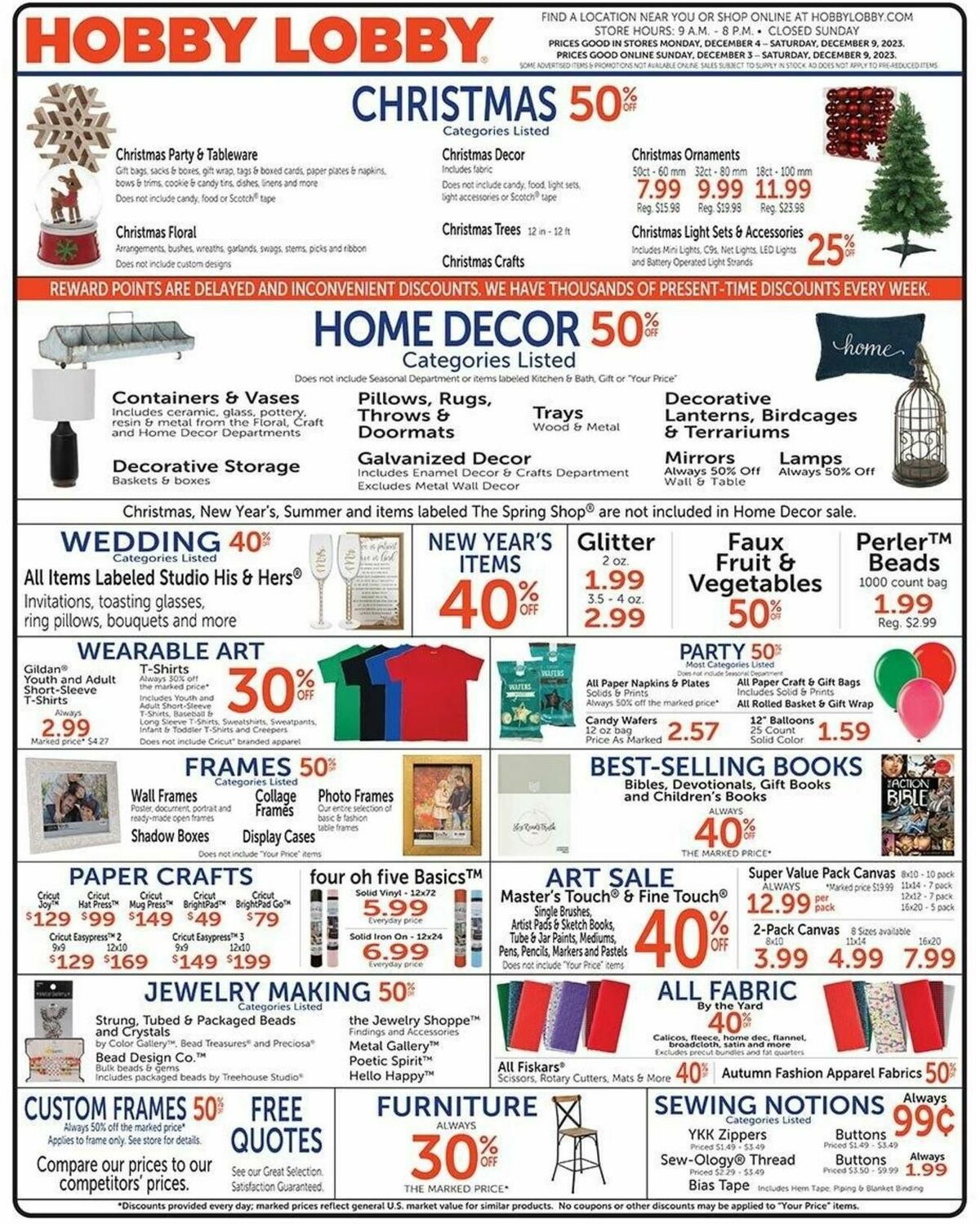 Hobby Lobby Weekly Ad from December 3