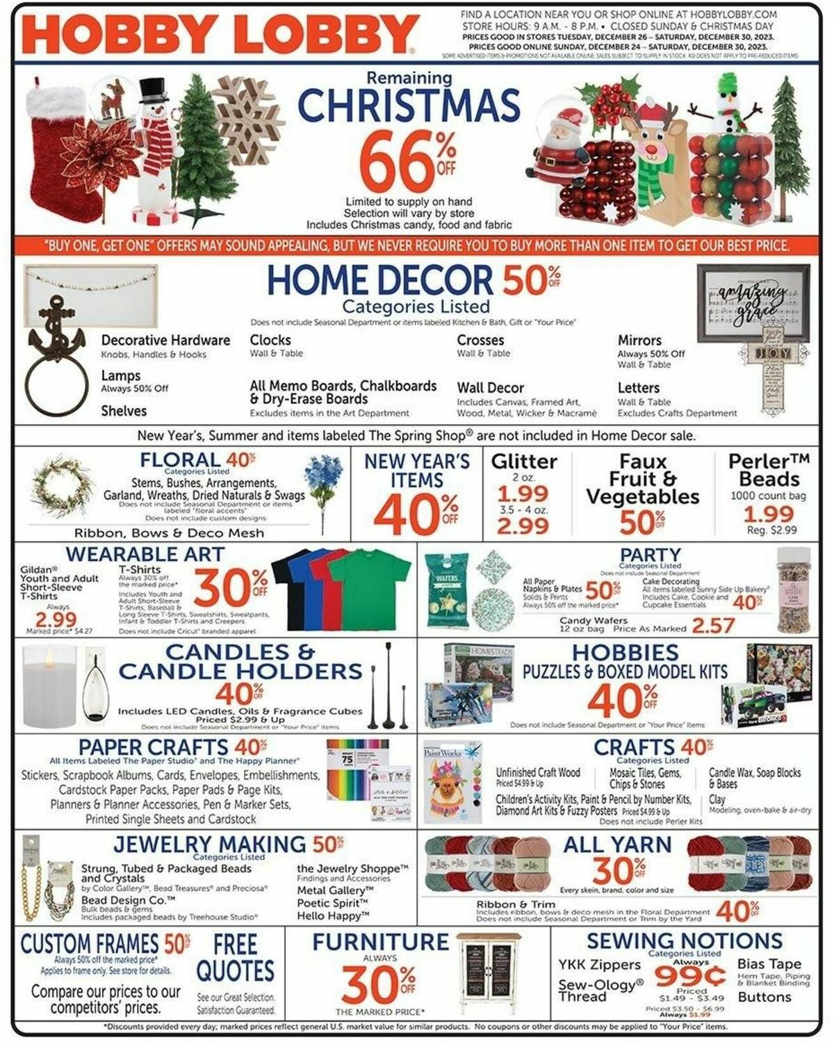 Hobby Lobby Weekly Ad from December 24
