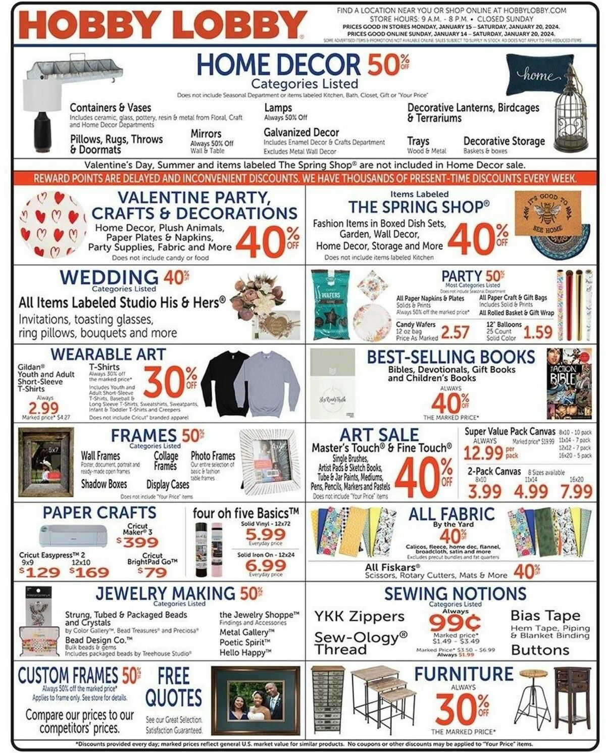 Hobby Lobby Weekly Ad from January 14