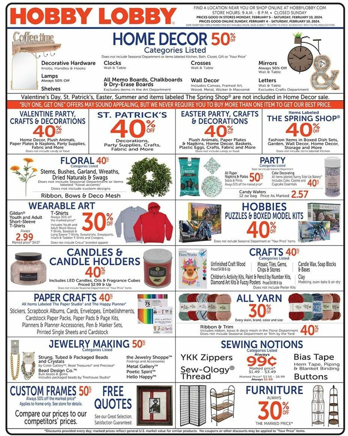 Hobby Lobby Weekly Ad from February 4