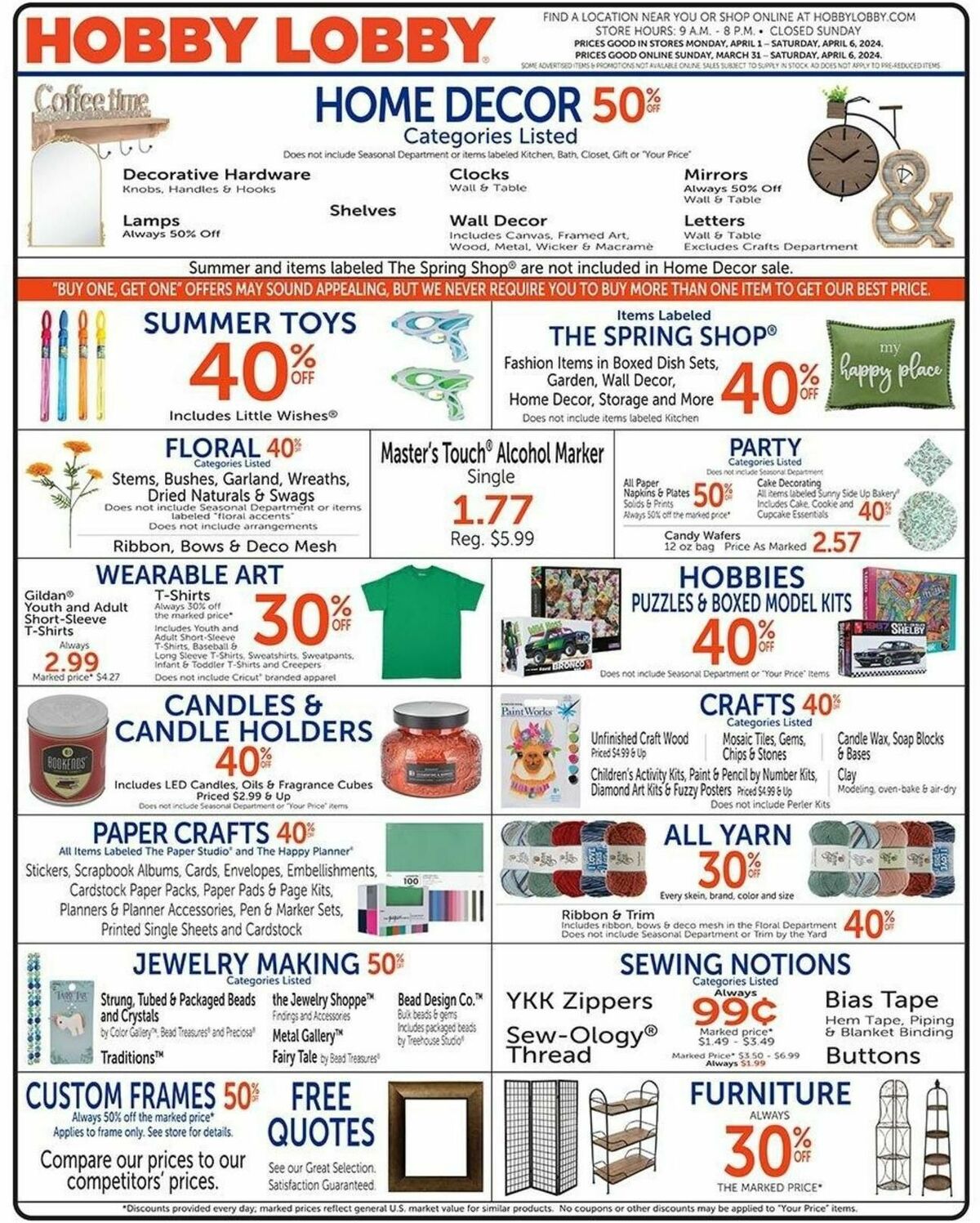 Hobby Lobby Weekly Ad from March 31