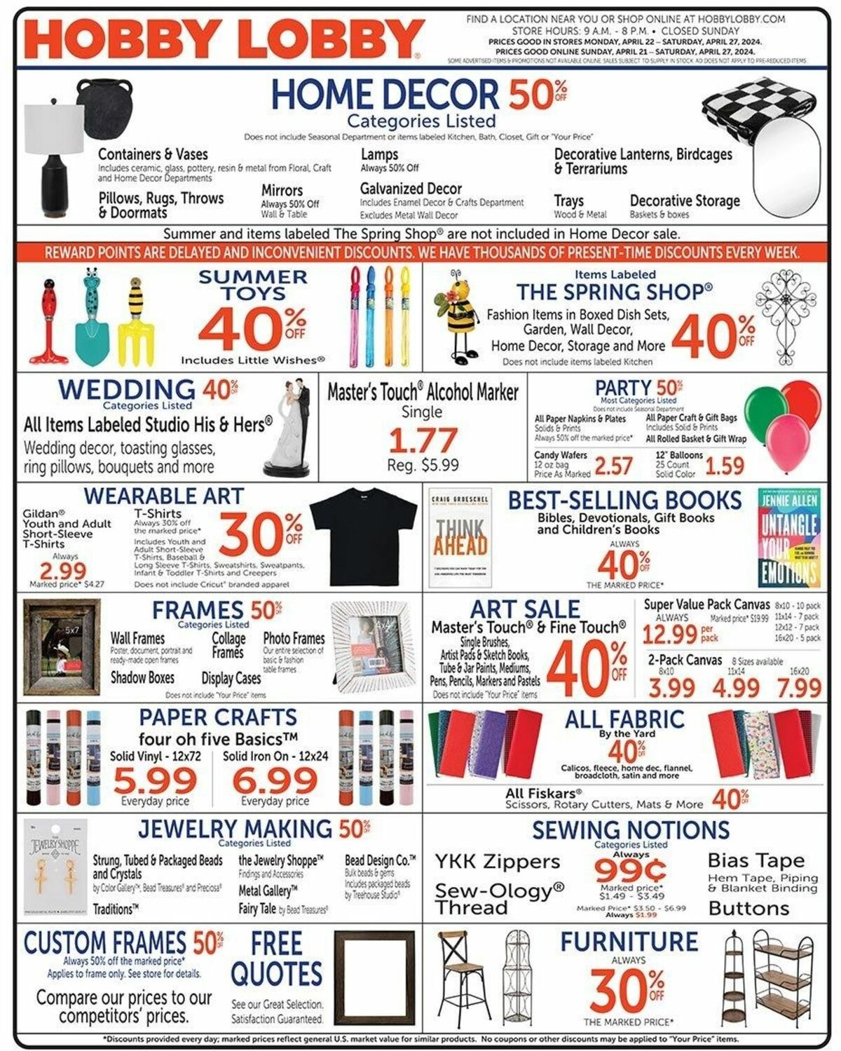 Hobby Lobby Weekly Ad from April 21