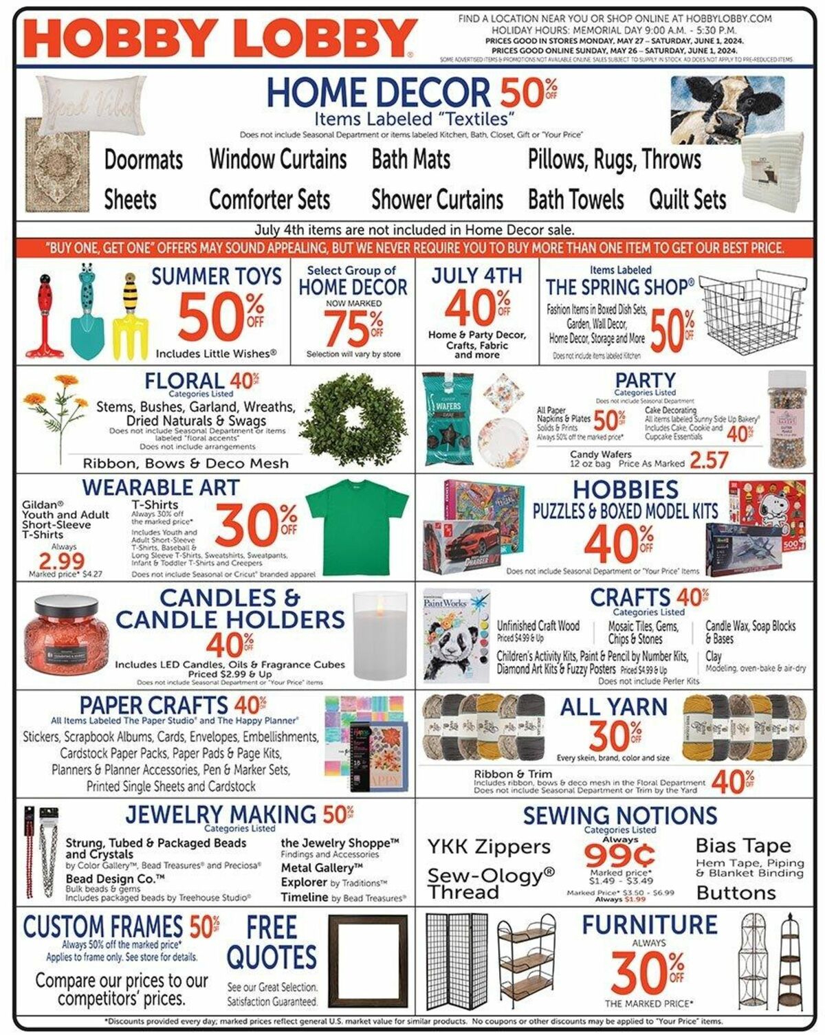 Hobby Lobby Weekly Ad from May 26