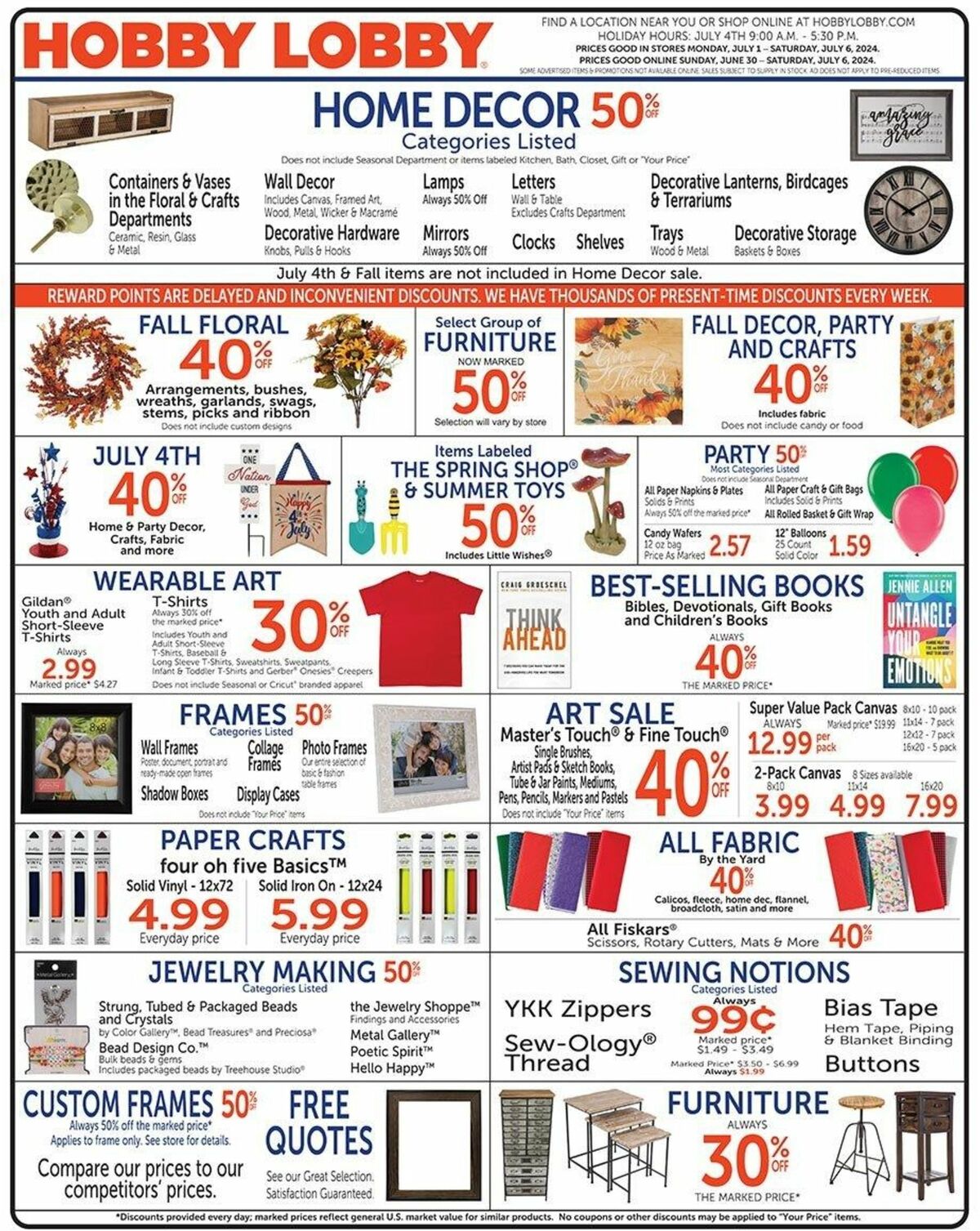 Hobby Lobby Weekly Ad from June 30