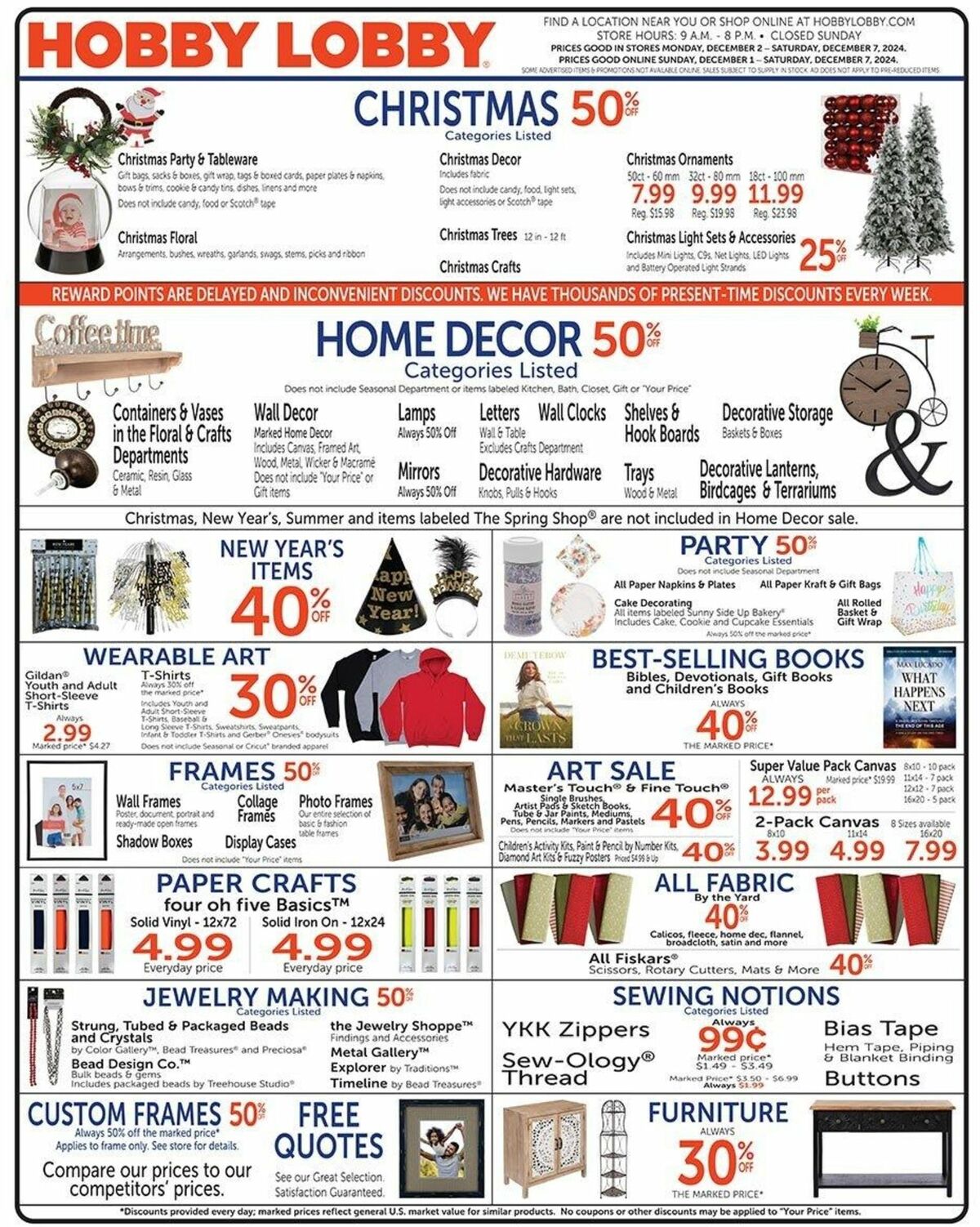 Hobby Lobby Weekly Ad from December 1