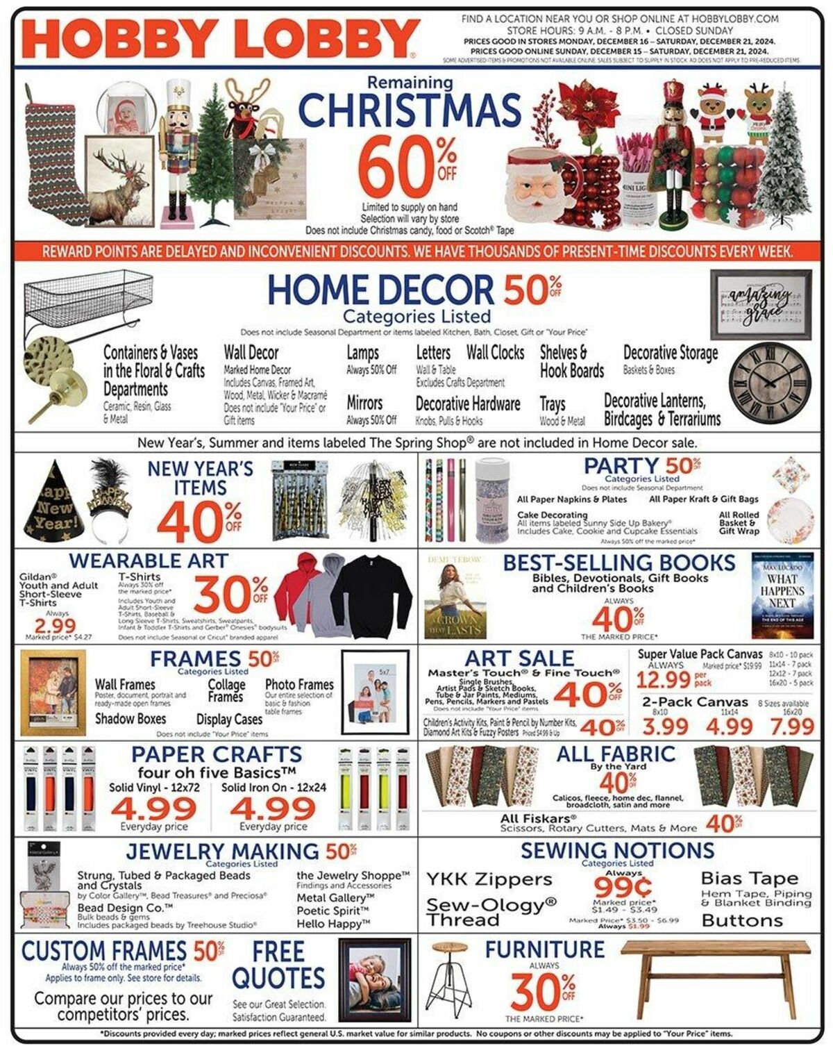 Hobby Lobby Weekly Ad from December 15