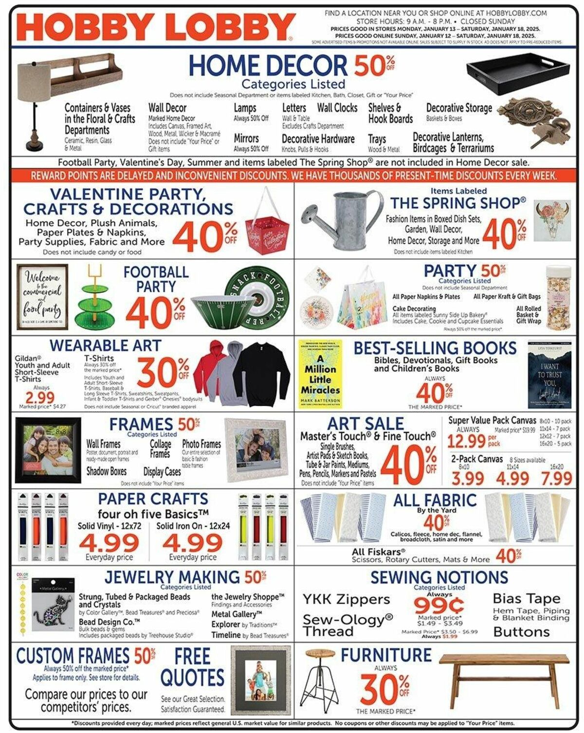 Hobby Lobby Weekly Ad from January 12