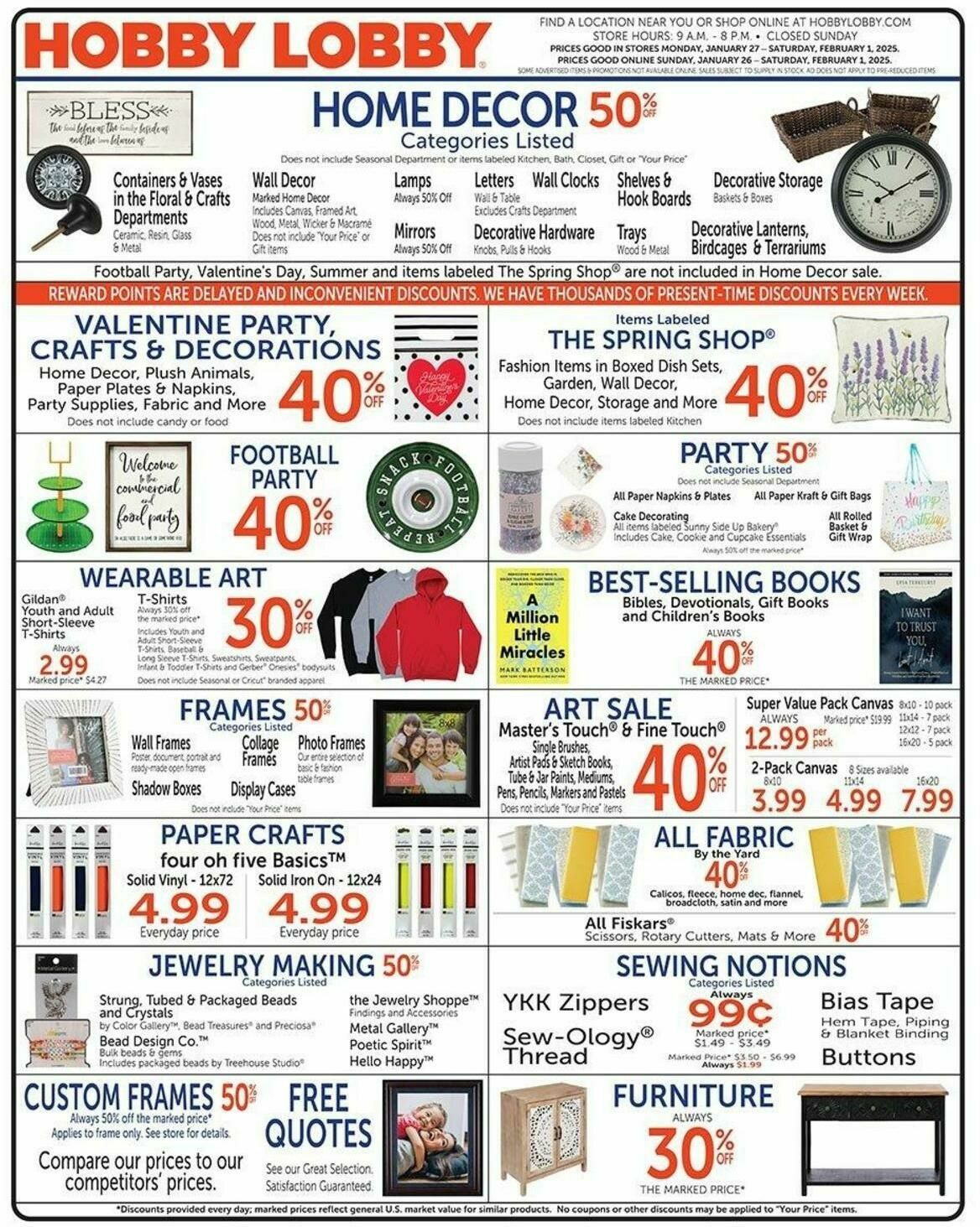 Hobby Lobby Weekly Ad from January 26