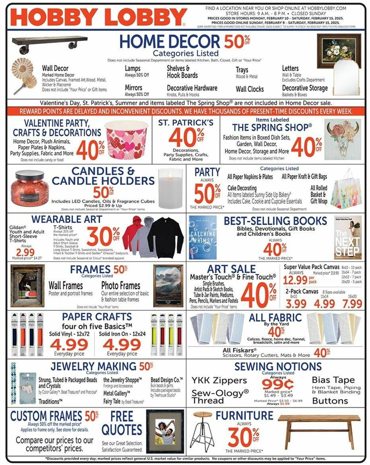Hobby Lobby Weekly Ad from February 9
