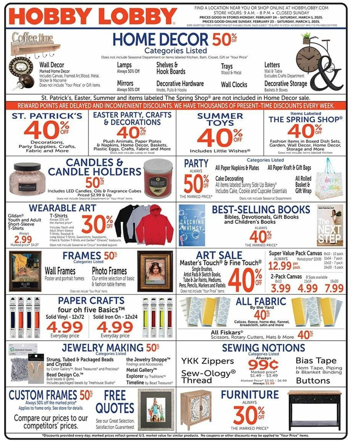 Hobby Lobby Weekly Ad from February 23