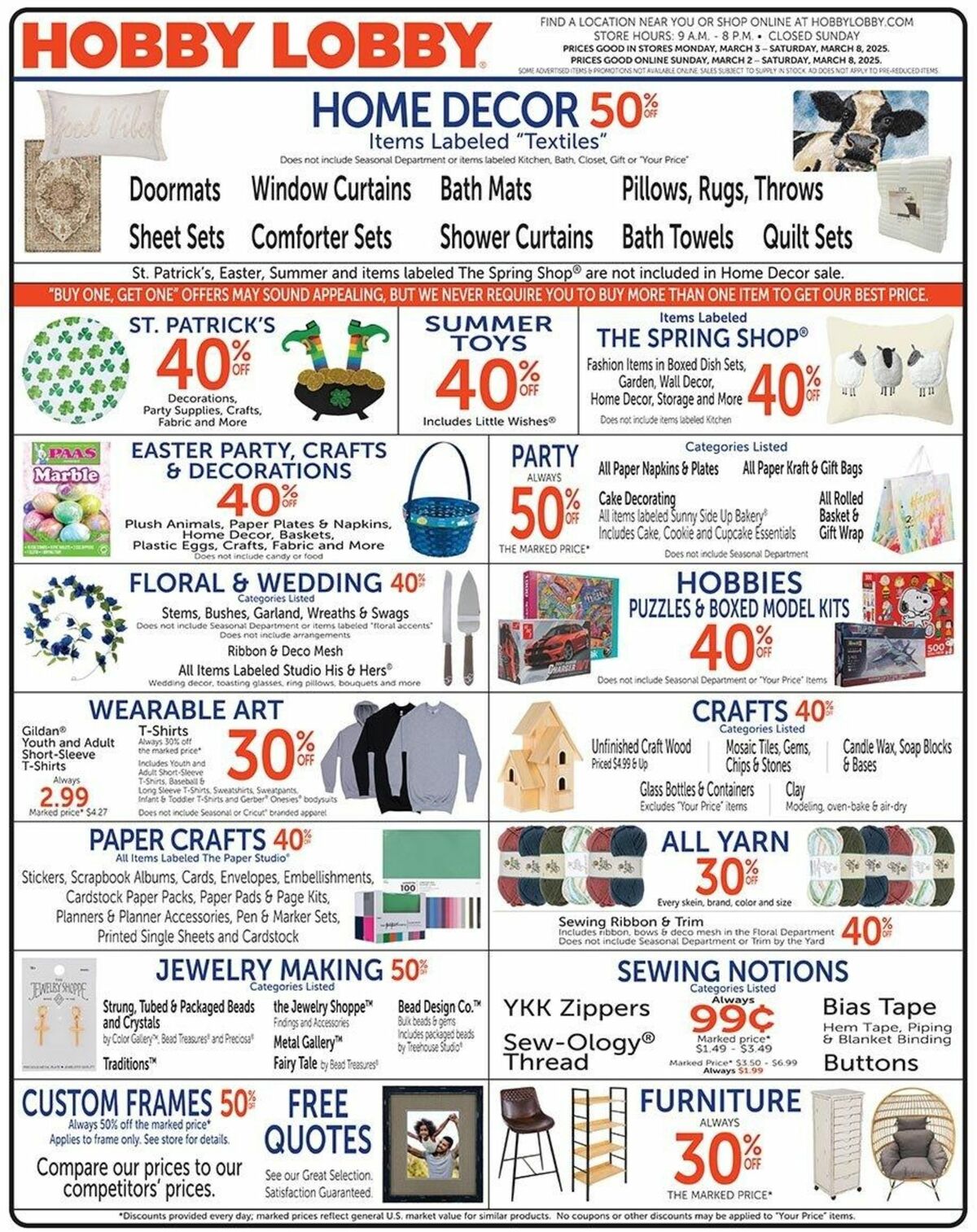 Hobby Lobby Weekly Ad from March 2