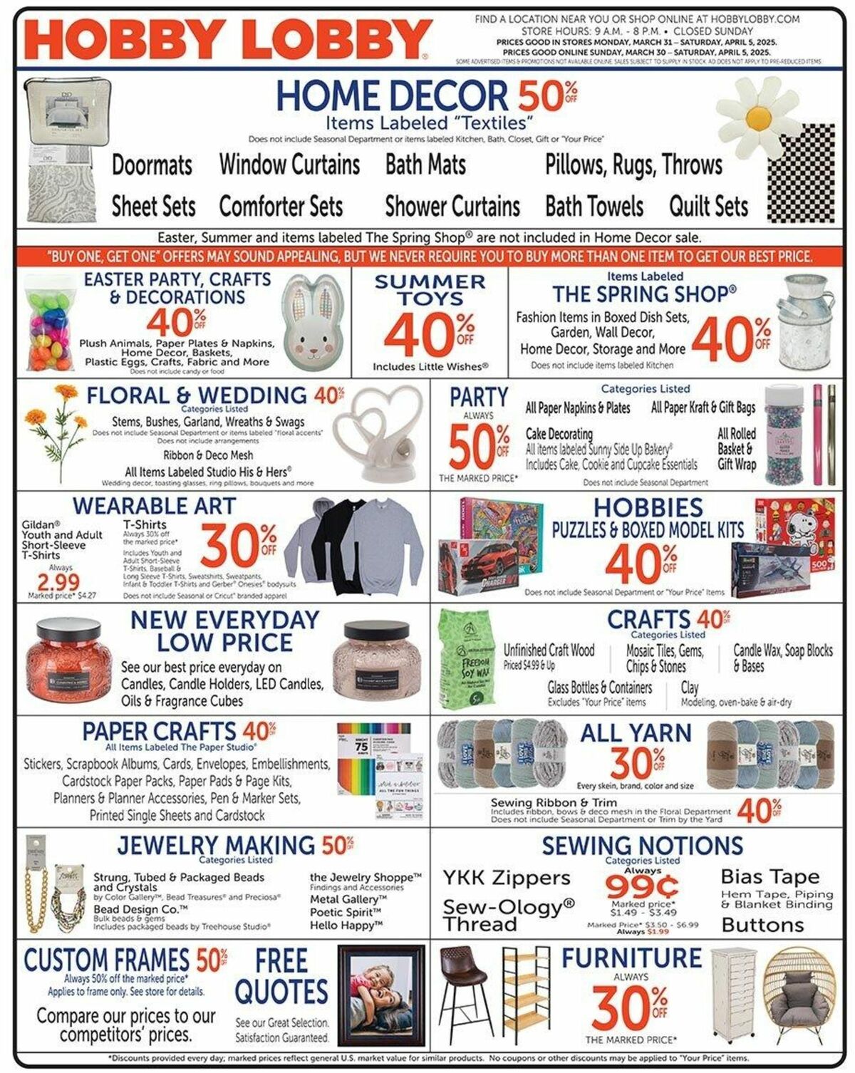 Hobby Lobby Weekly Ad from March 30