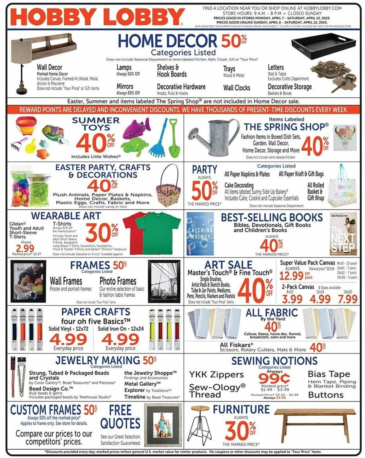 Hobby Lobby Weekly Ad from April 6