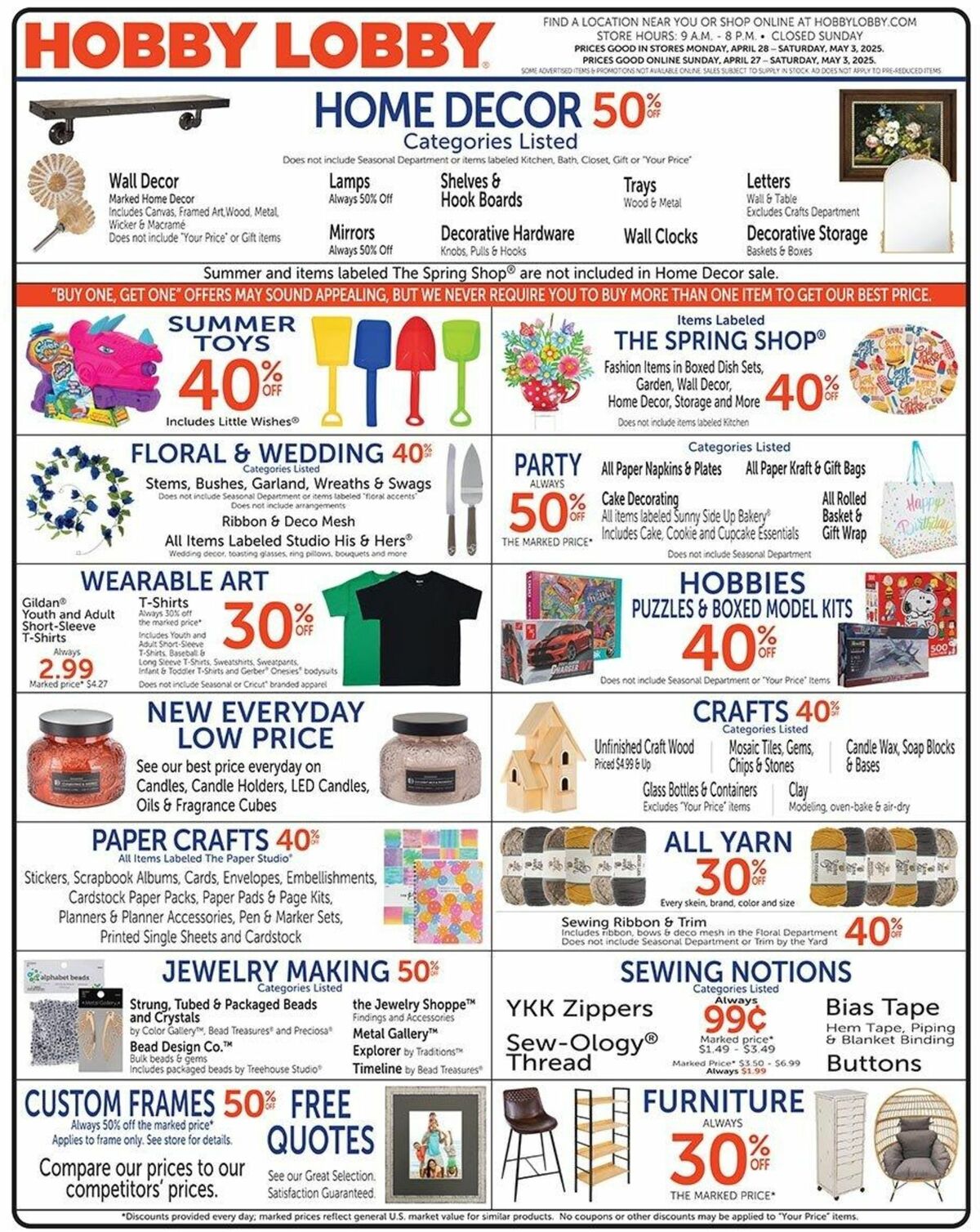 Hobby Lobby Weekly Ad from April 27