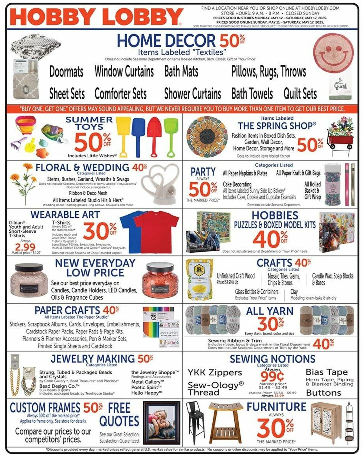Hobby Lobby Weekly Ad from May 11