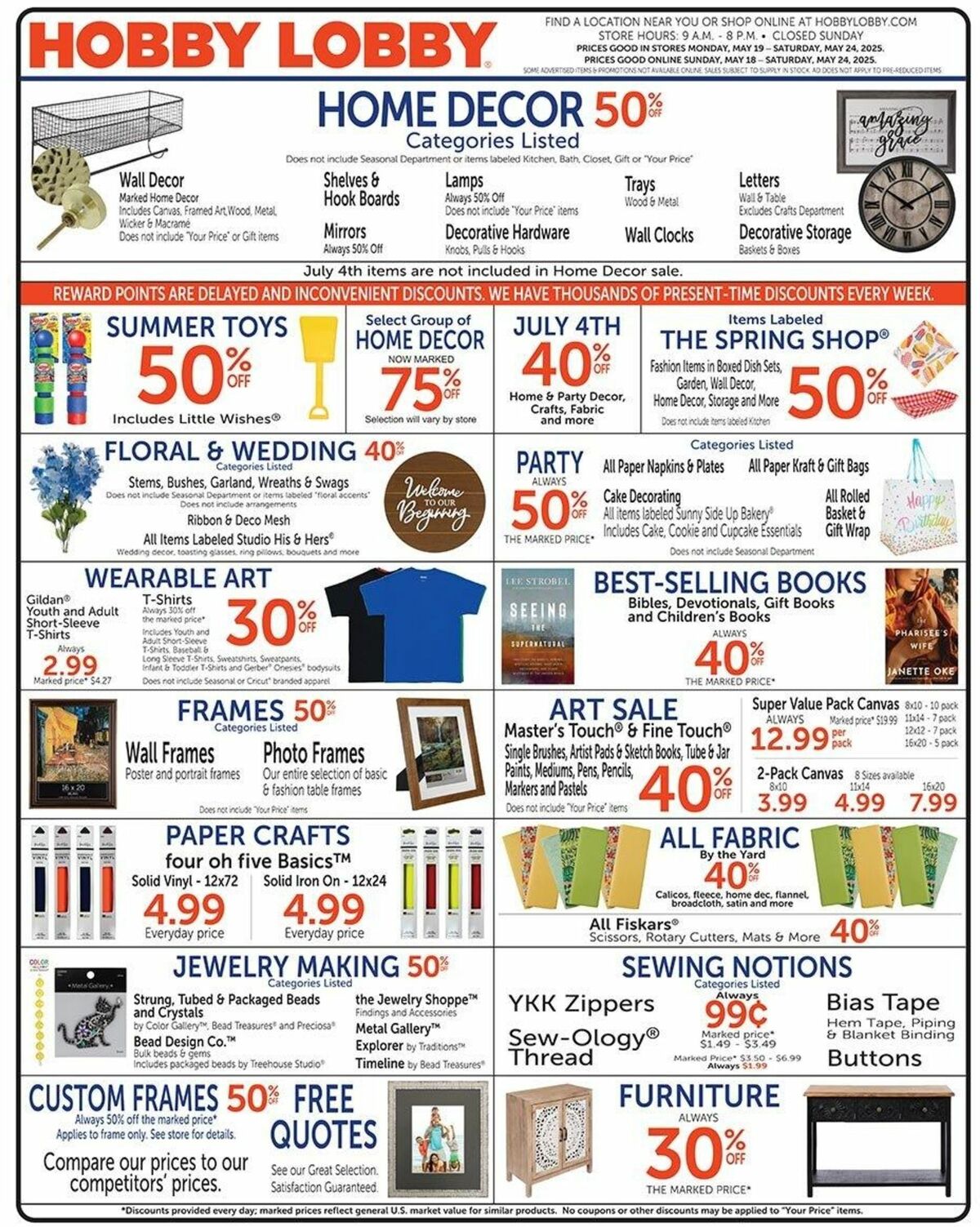 Hobby Lobby Weekly Ad from May 18