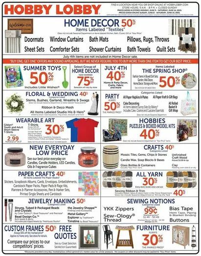 Hobby Lobby Weekly Ad from June 8