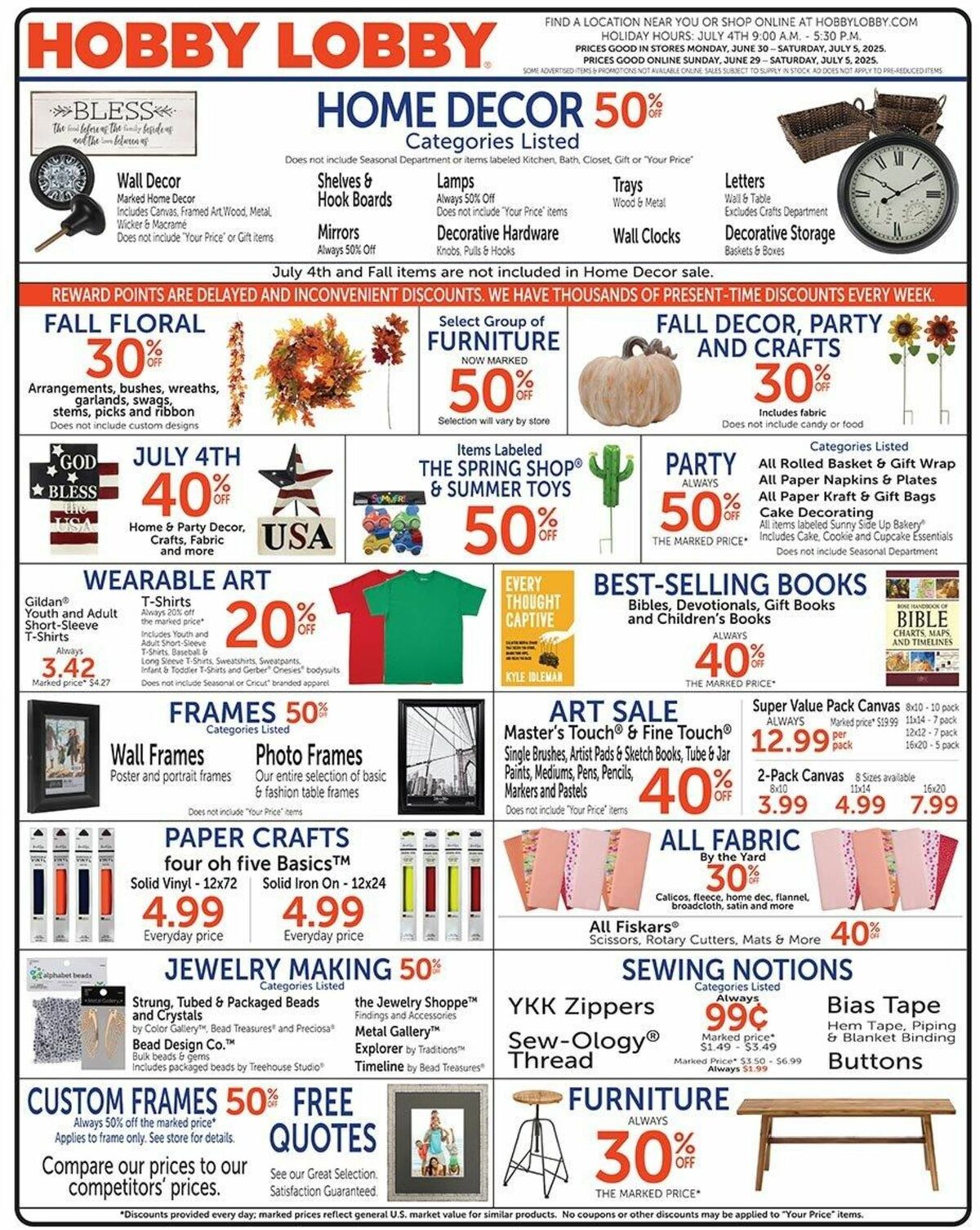 Hobby Lobby Weekly Ad from June 29