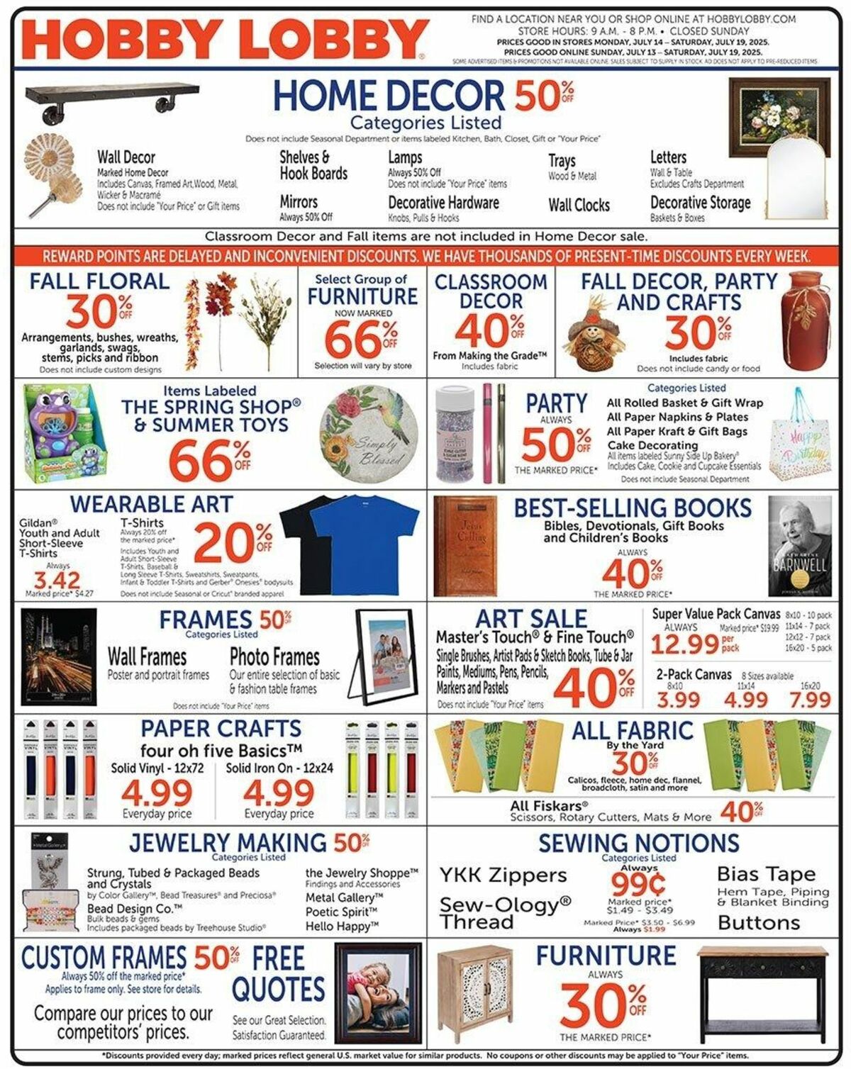 Hobby Lobby Weekly Ad from July 13
