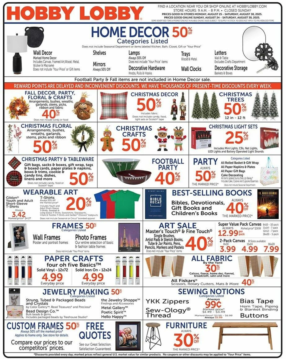 Hobby Lobby Weekly Ad from August 24