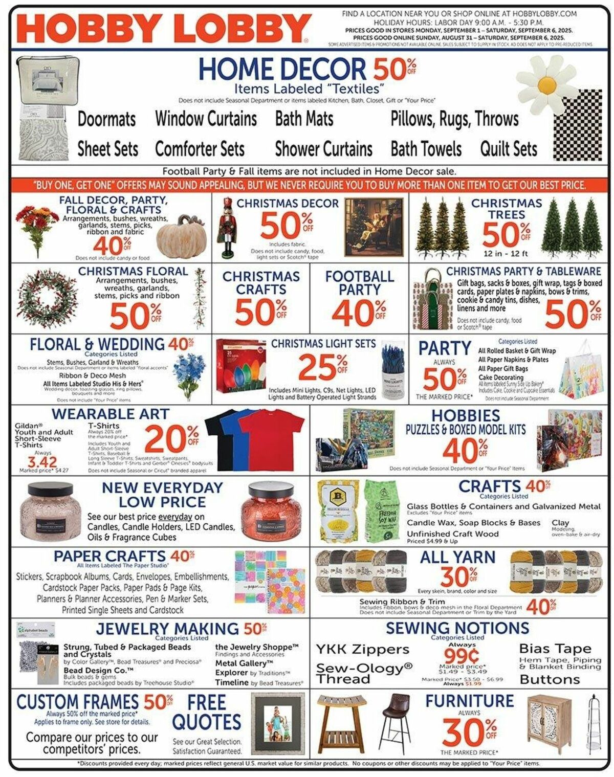 Hobby Lobby Weekly Ad from August 31
