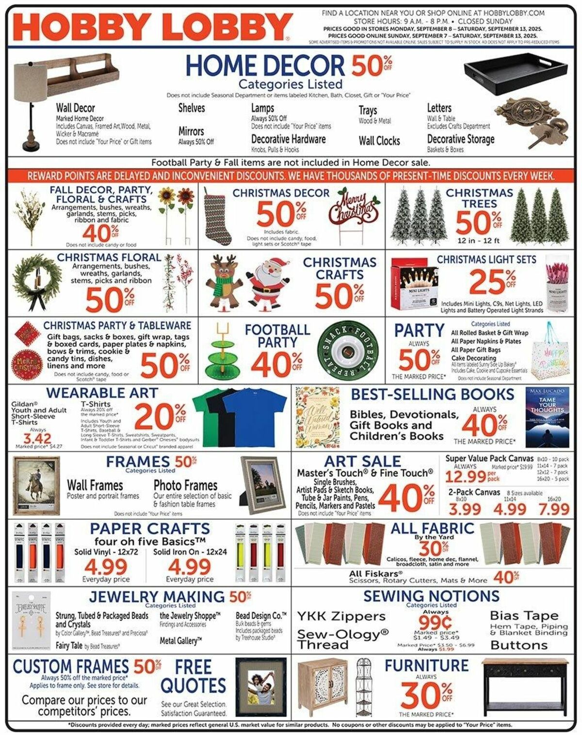 Hobby Lobby Weekly Ad from September 7