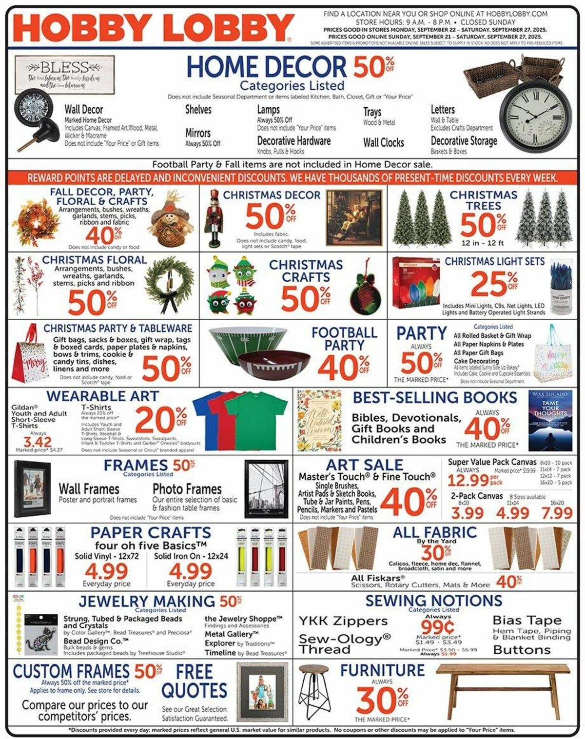 Hobby Lobby Weekly Ad from September 21