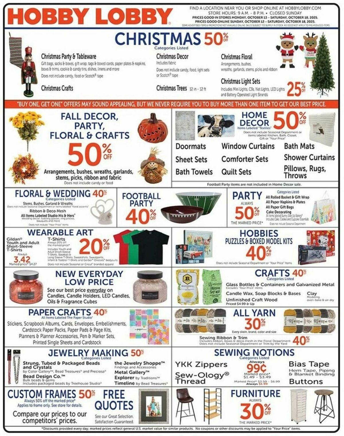 Hobby Lobby Weekly Ad from October 12